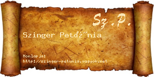 Szinger Petúnia névjegykártya